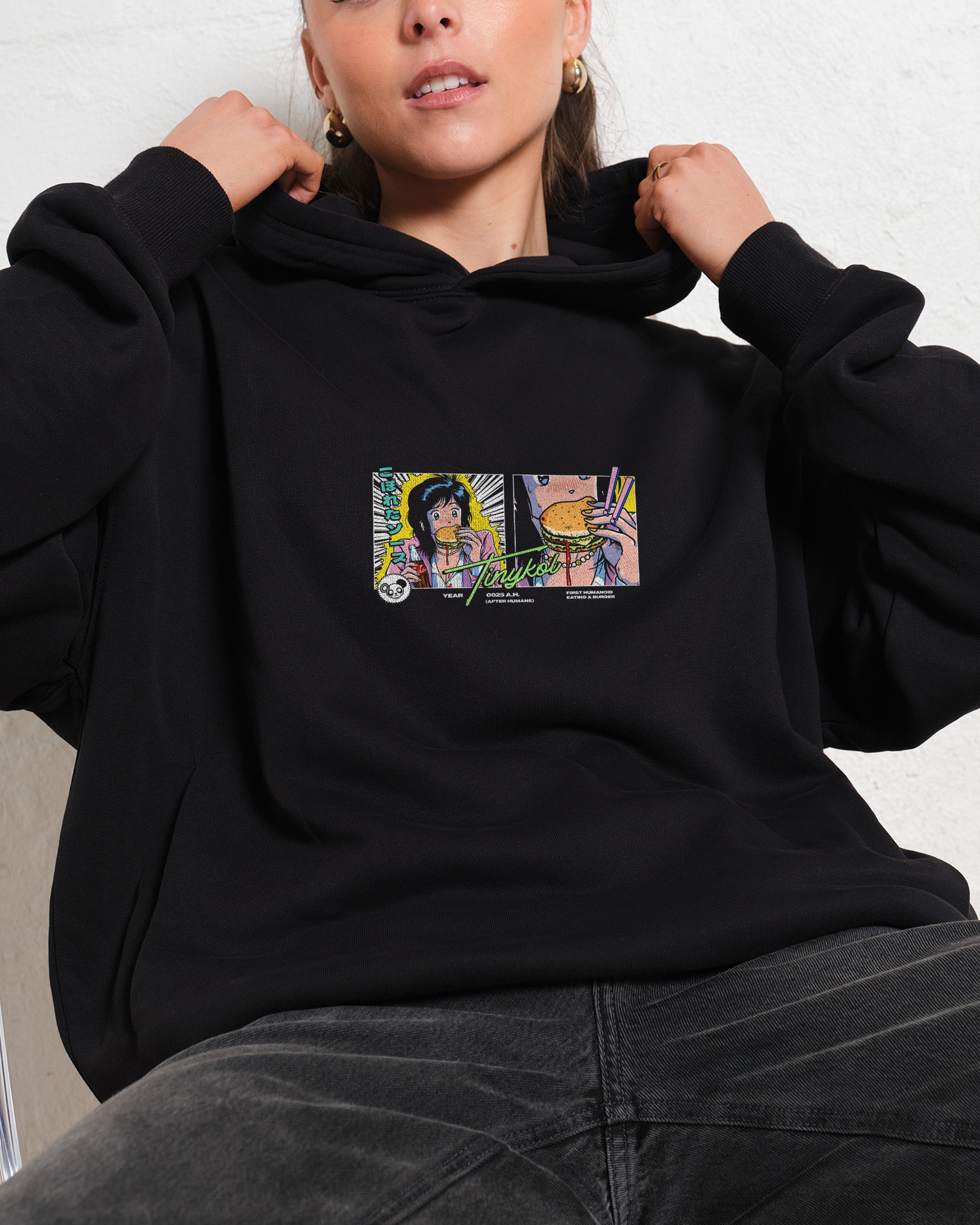 First Burger Unisex Graphic Hoodie - 90s Boxy Fit 340gsm Cotton-Poly