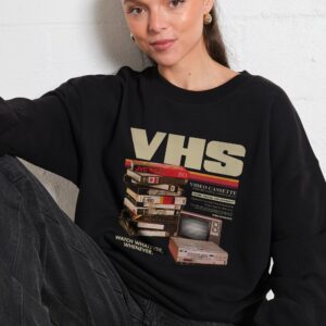 Vintage VHS Tapes Unisex Sweatshirt - 80% Cotton 340gsm Graphic Print