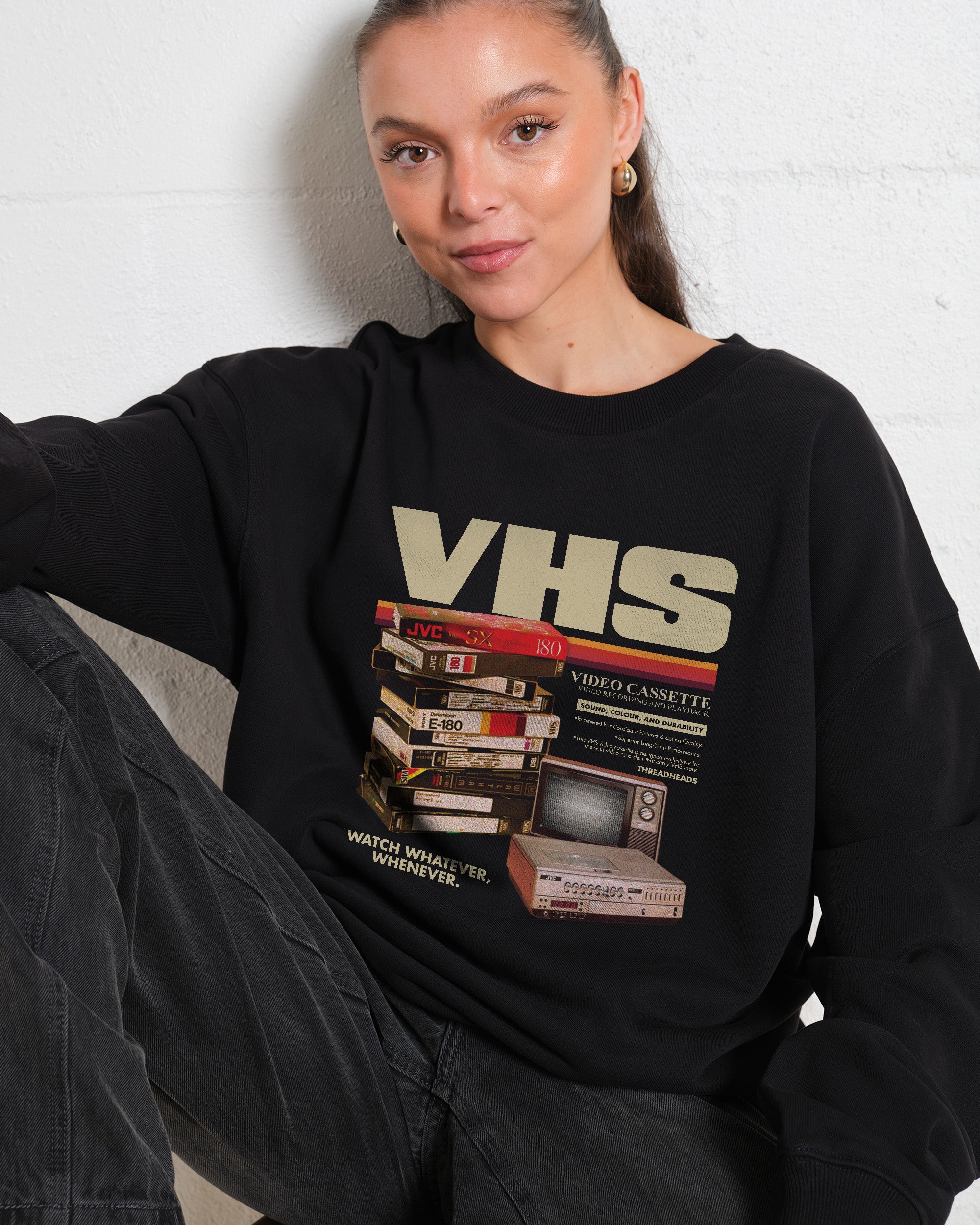 Vintage VHS Tapes Unisex Sweatshirt - 80% Cotton 340gsm Graphic Print