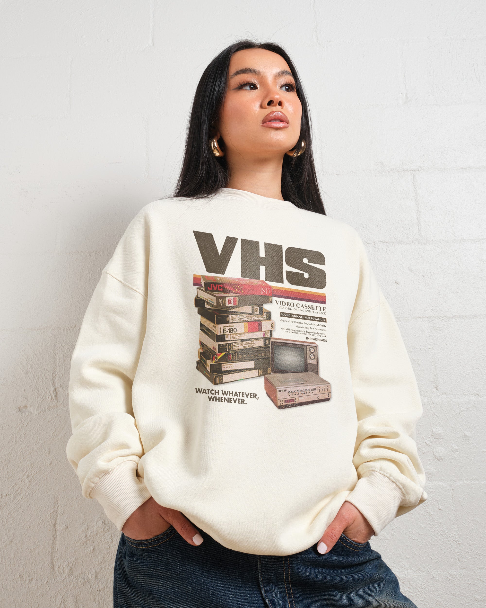 Vintage VHS Tapes Unisex Sweatshirt - 80% Cotton 340gsm Graphic Print