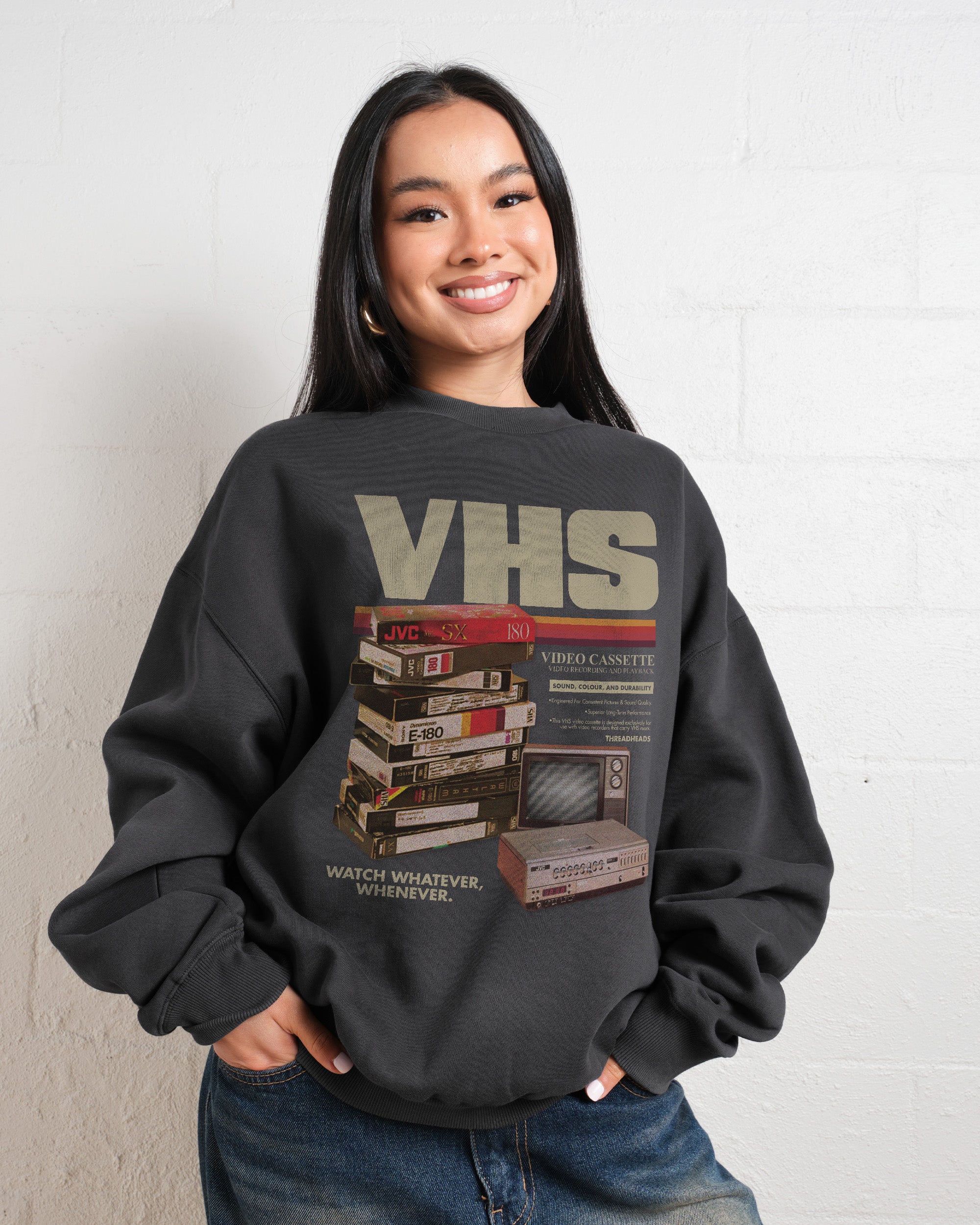 Vintage VHS Tapes Unisex Sweatshirt - 80% Cotton 340gsm Graphic Print