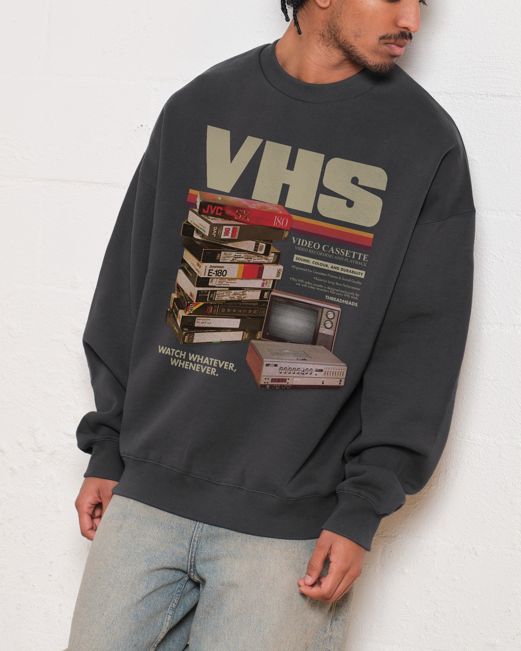Vintage VHS Tapes Unisex Sweatshirt - 80% Cotton 340gsm Graphic Print