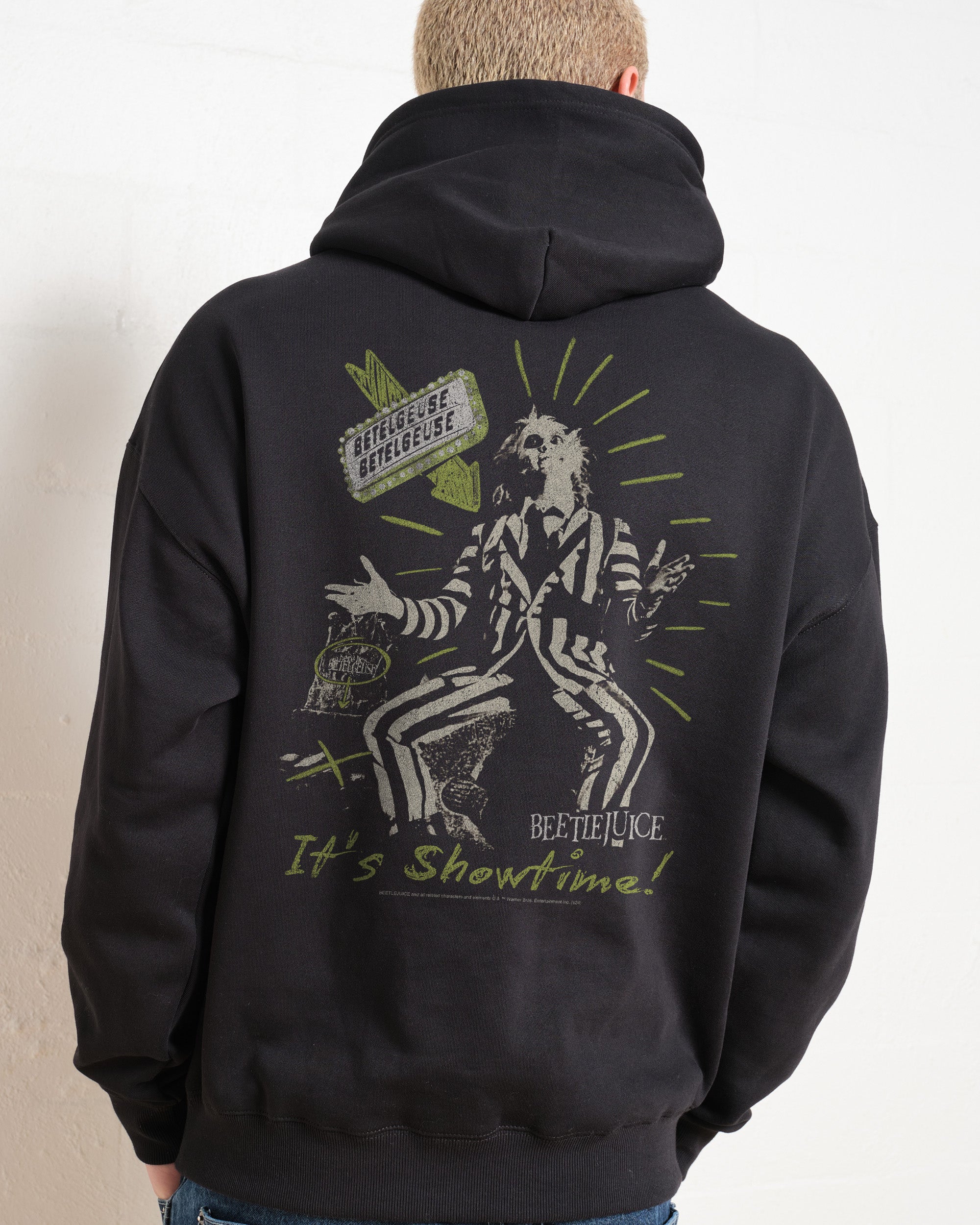 Beetlejuice It's Show Time Unisex Graphic Hoodie - 90s Boxy Fit, 340gsm Cotton-Poly