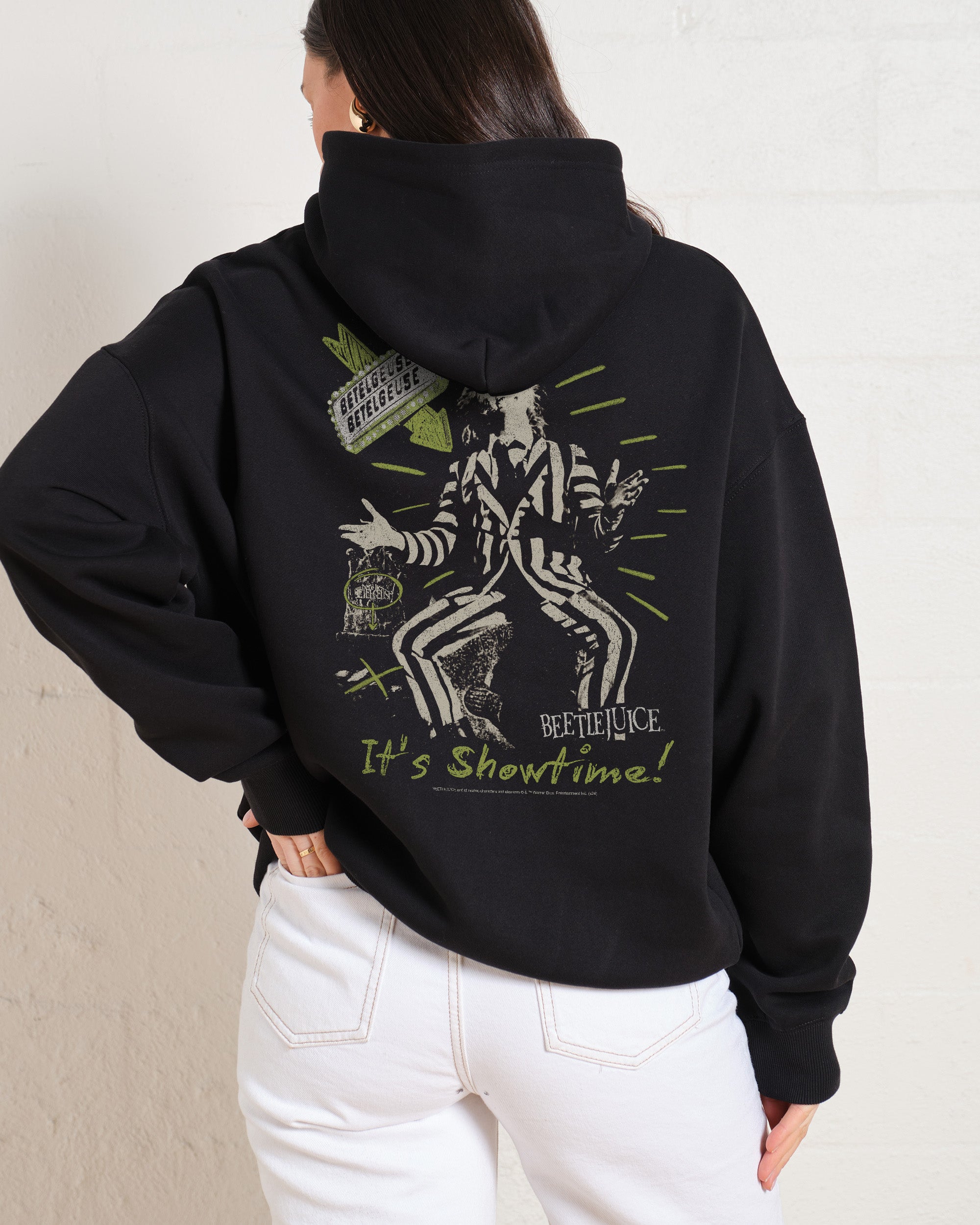Beetlejuice It's Show Time Unisex Graphic Hoodie - 90s Boxy Fit, 340gsm Cotton-Poly