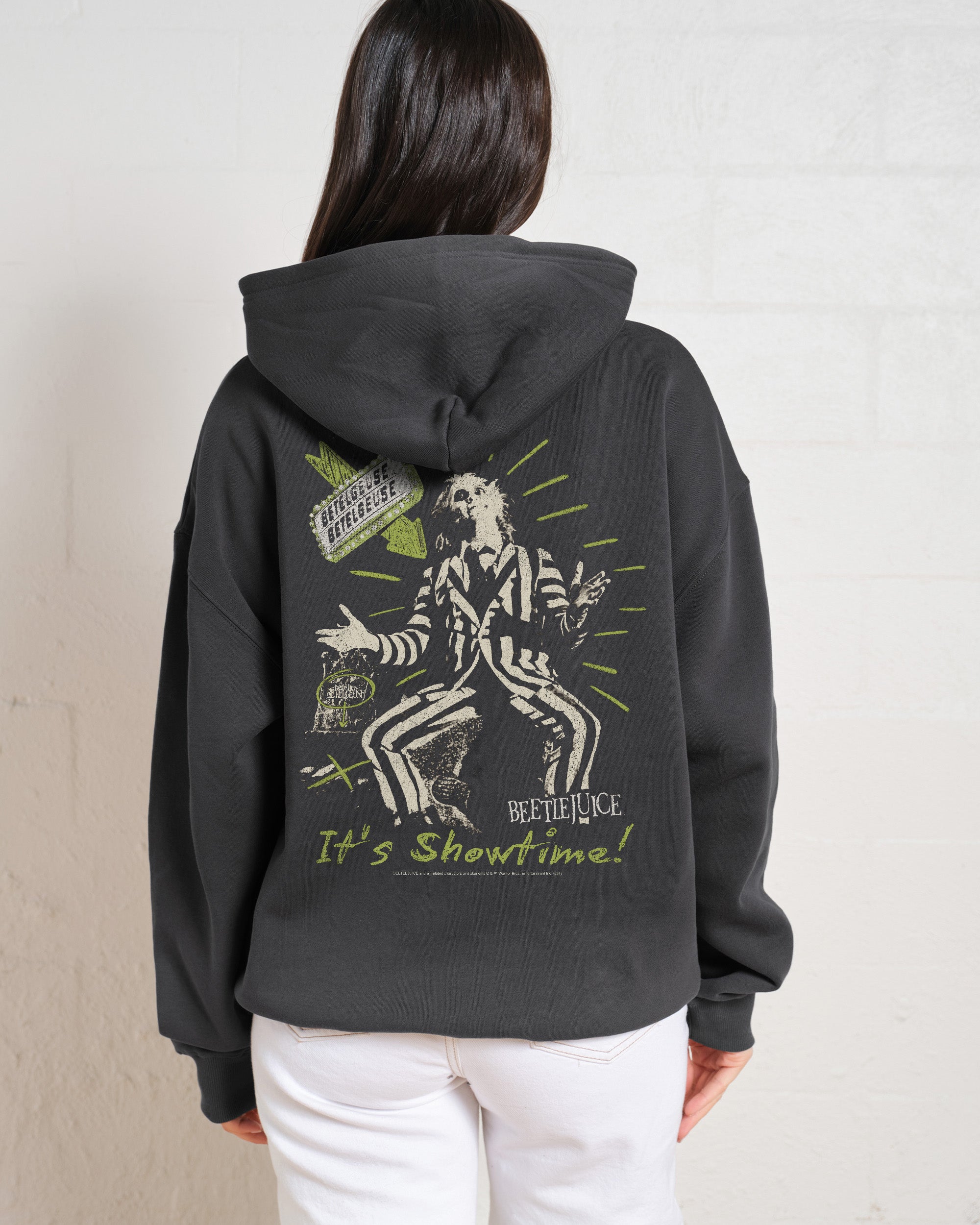 Beetlejuice It's Show Time Unisex Graphic Hoodie - 90s Boxy Fit, 340gsm Cotton-Poly