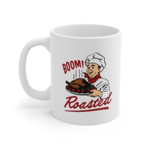 Boom Roasted Coffee Mug - White Ceramic Mug for Coffee Tea and Hot Chocolate