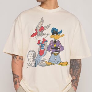Bugs & Daffy West Coast Oversized Looney Tunes Graphic Tee - Unisex 275gsm Combed Cotton