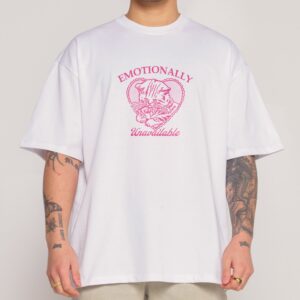 Emotionally Unavailable Oversized Graphic Tee Unisex 90s Boxy Fit 100% Combed Cotton