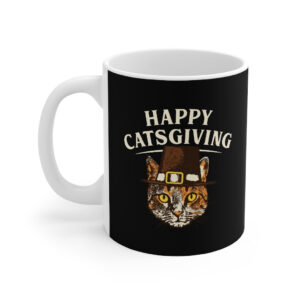 Happy Catsgiving Pilgrim Cat Coffee Mug Ceramic 11oz