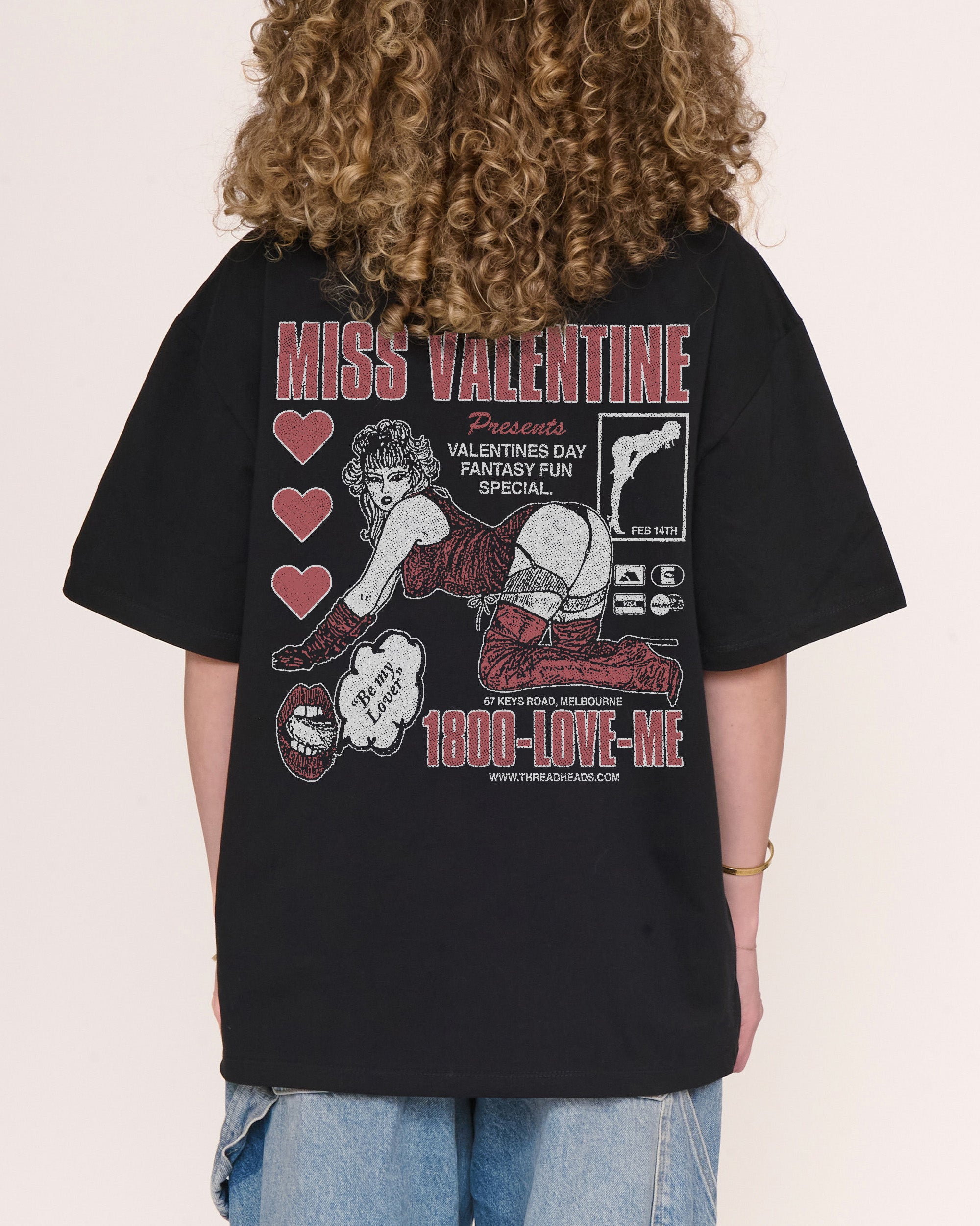 Miss Valentine Oversized Graphic Tee - Threadheads 90s Boxy Fit 100% Combed Cotton