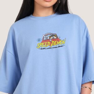 Speed Demon Oversized Looney Tunes Graphic Tee - Unisex 90s Boxy Fit 275gsm Cotton