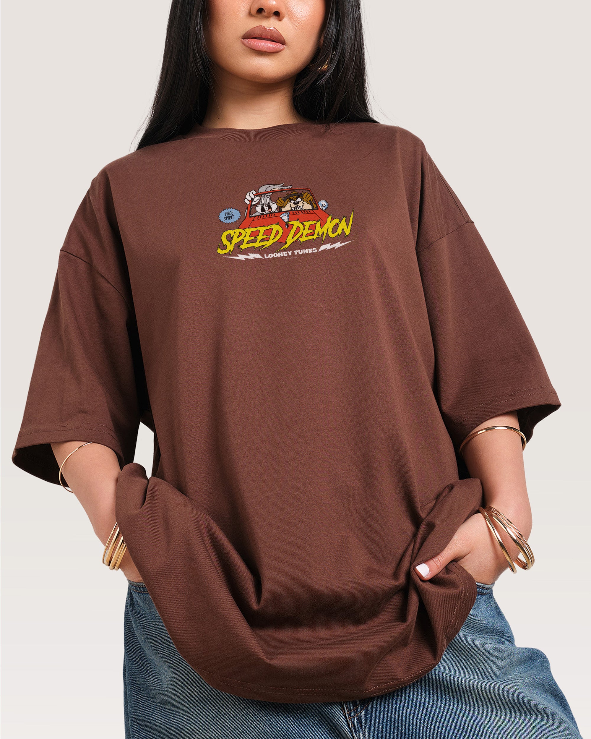 Speed Demon Oversized Looney Tunes Graphic Tee - Unisex 90s Boxy Fit 275gsm Cotton