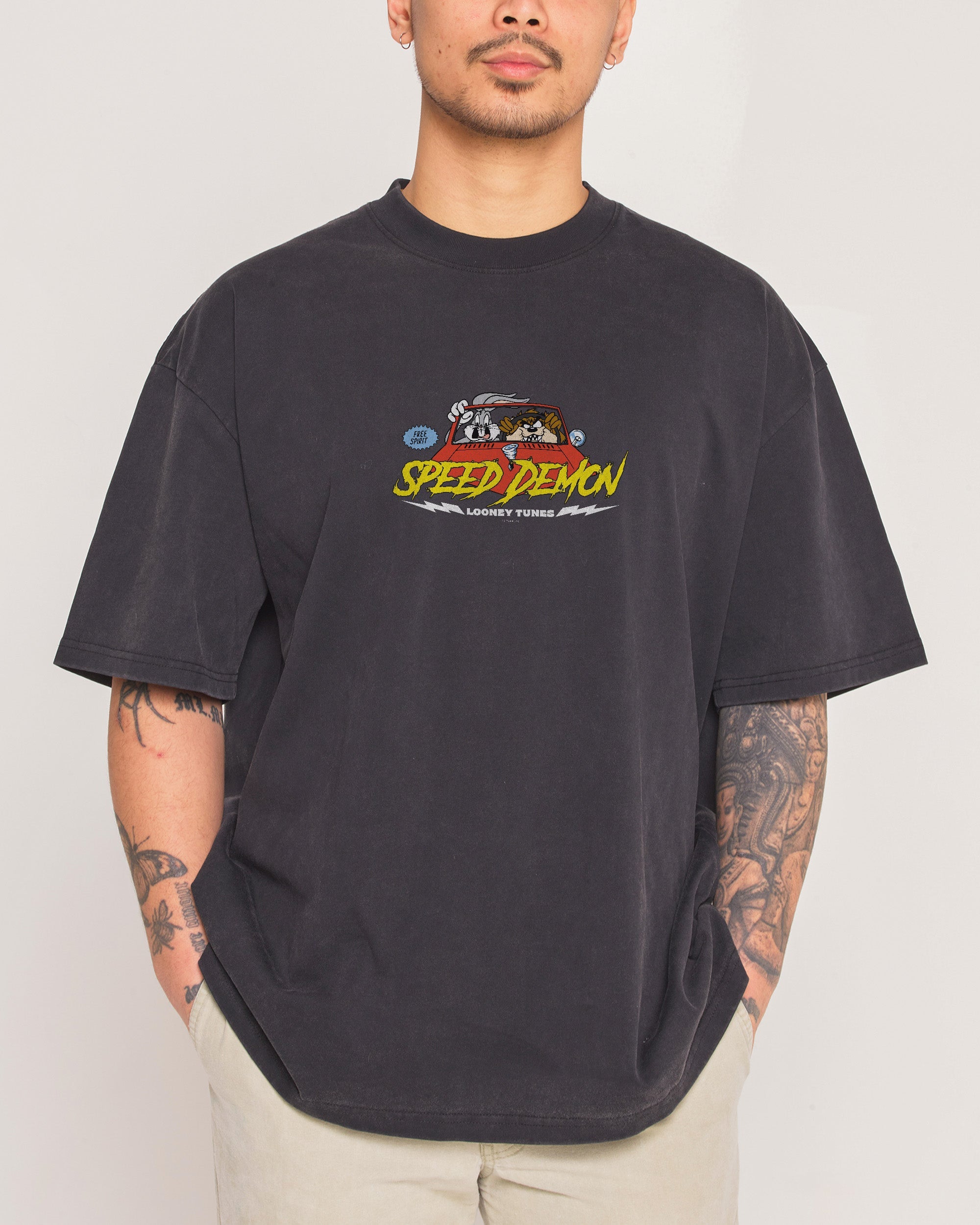 Speed Demon Oversized Looney Tunes Graphic Tee - Unisex 90s Boxy Fit 275gsm Cotton
