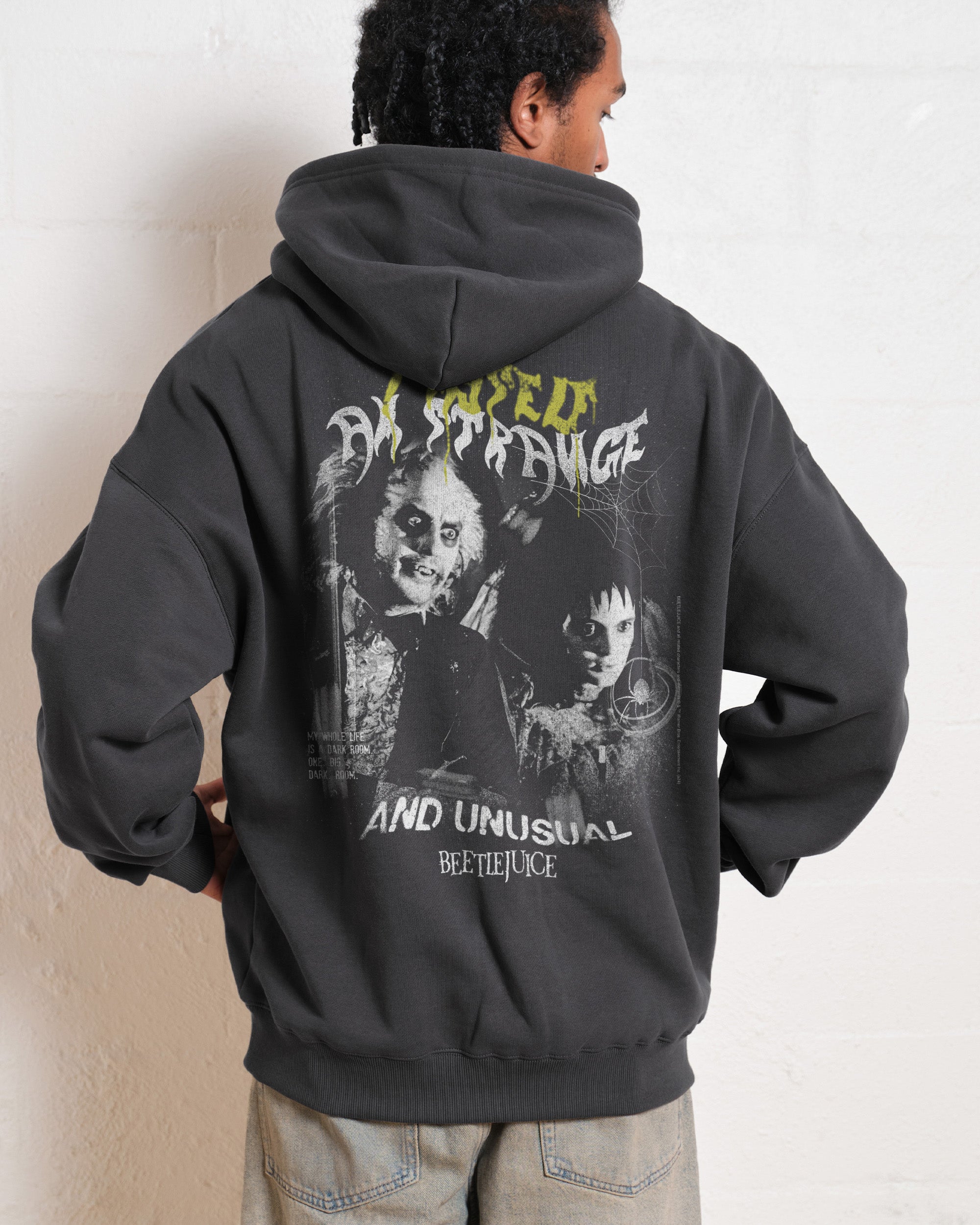 Strange & Unusual Beetlejuice Unisex Graphic Hoodie - 90s Boxy Fit, 340gsm Cotton-Poly